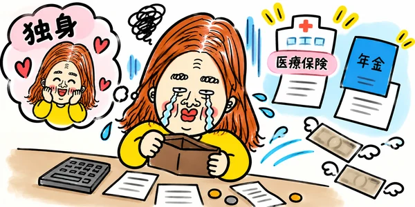医療保険料や年金の支払いに困ってるイラスト