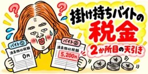 2か所目のアルバイトで引かれる税金について紹介するイラスト