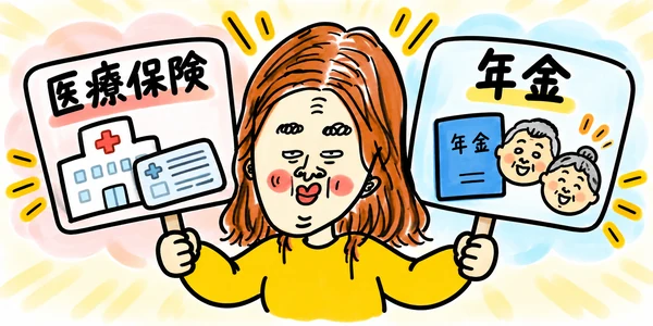 「医療保険」と「年金」のイラスト