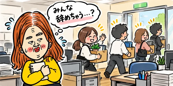 次々に辞めていく職場のスタッフを見て、「みんな辞めちゃう…？」と不安になる新人