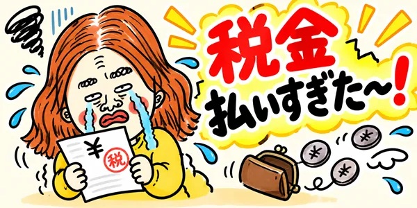 税金を払いすぎて泣いているイラスト